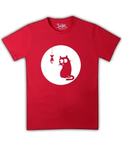 кот и рыбка на красной